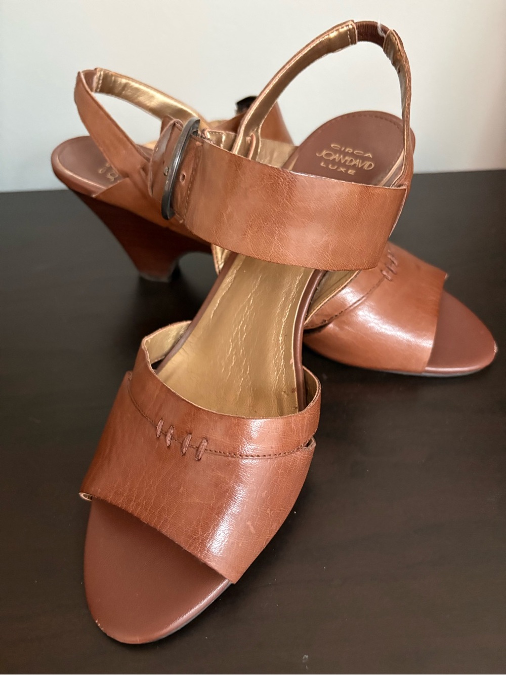 Brown Leather Slingback Heels by Circa Joan & David Luxe